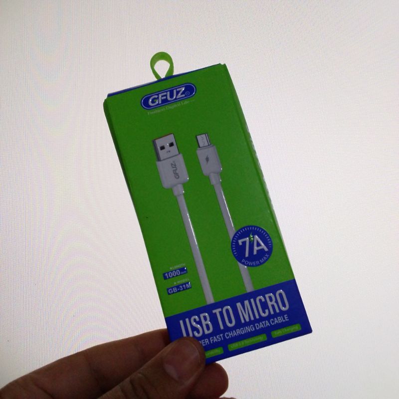 كابل شاحن USB إلى Micro USB للشحن السريع 7A أبيض (1000mm)