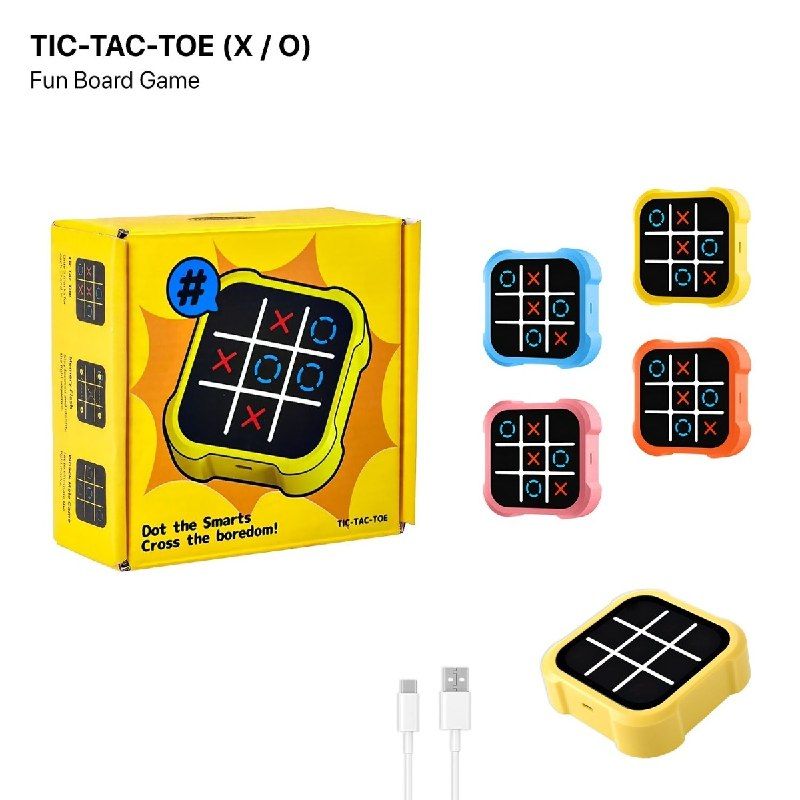 لعبة لوحية إكس أود أو TIC-TAC-TOE أصفر متعدد الألوان