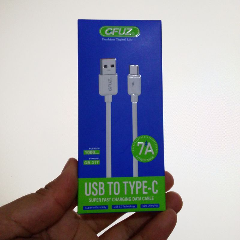 كابل شاحن سريع USB إلى Type-C من GFUZ أبيض GB-31T (1000mm)